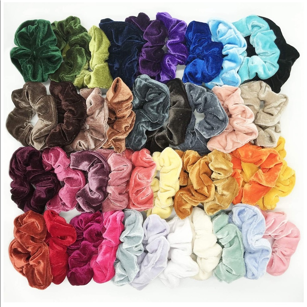 FREE GIFT W/ $40 PURCHASE! Y2K ‘90’s VELVET RIBBED HAIR SCRUNCHIES! ties neon - Picture 1 of 4